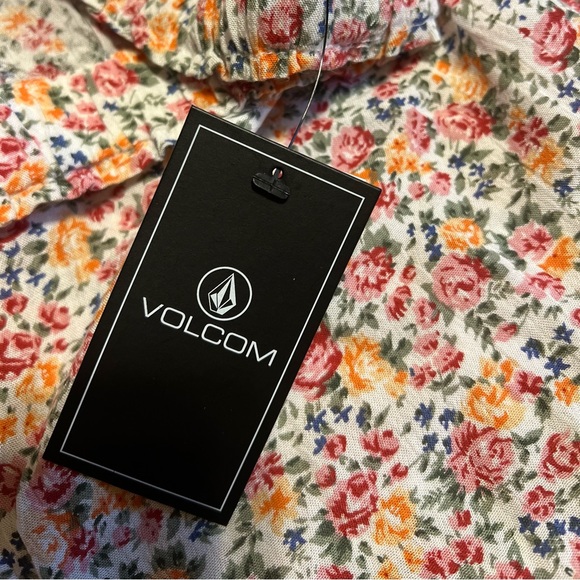 Volcom Orange & Green Floral Some Thyme Fold-over Shorts - Picture 3 of 5